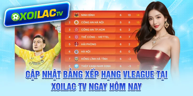 Cập nhật bảng xếp hạng V-LEAGUE tại Xoilac TV ngay hôm nay